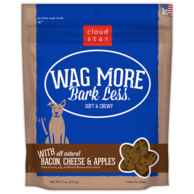 "Cloud Star Wag More Bark Less Soft & Chewy Bacon, Cheese and Apples Dog Treats 170g"