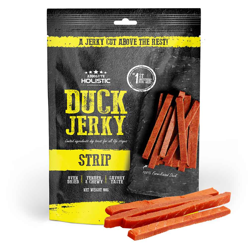 20% OFF: Absolute Holistic Duck Strip Grain Free Dog Treats 100g