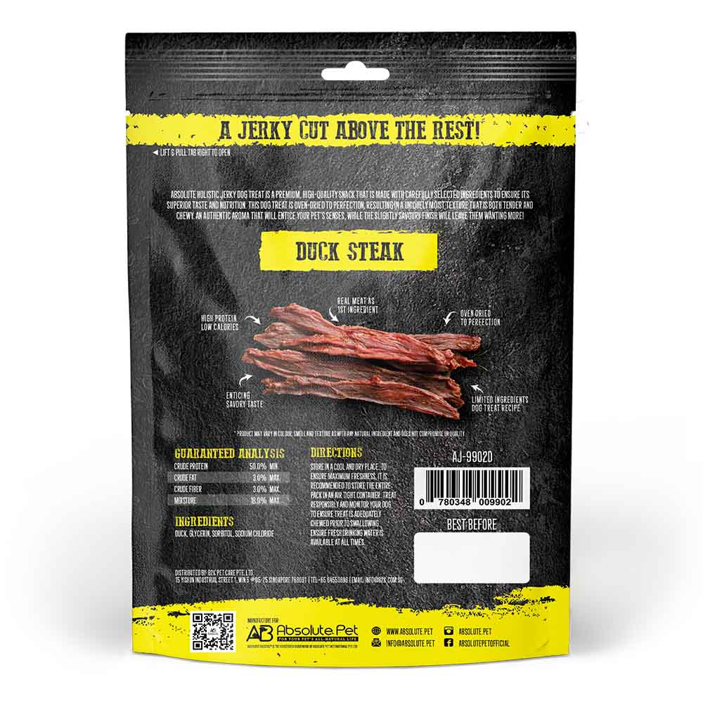 20% OFF: Absolute Holistic Duck Steak Grain Free Dog Treats 100g