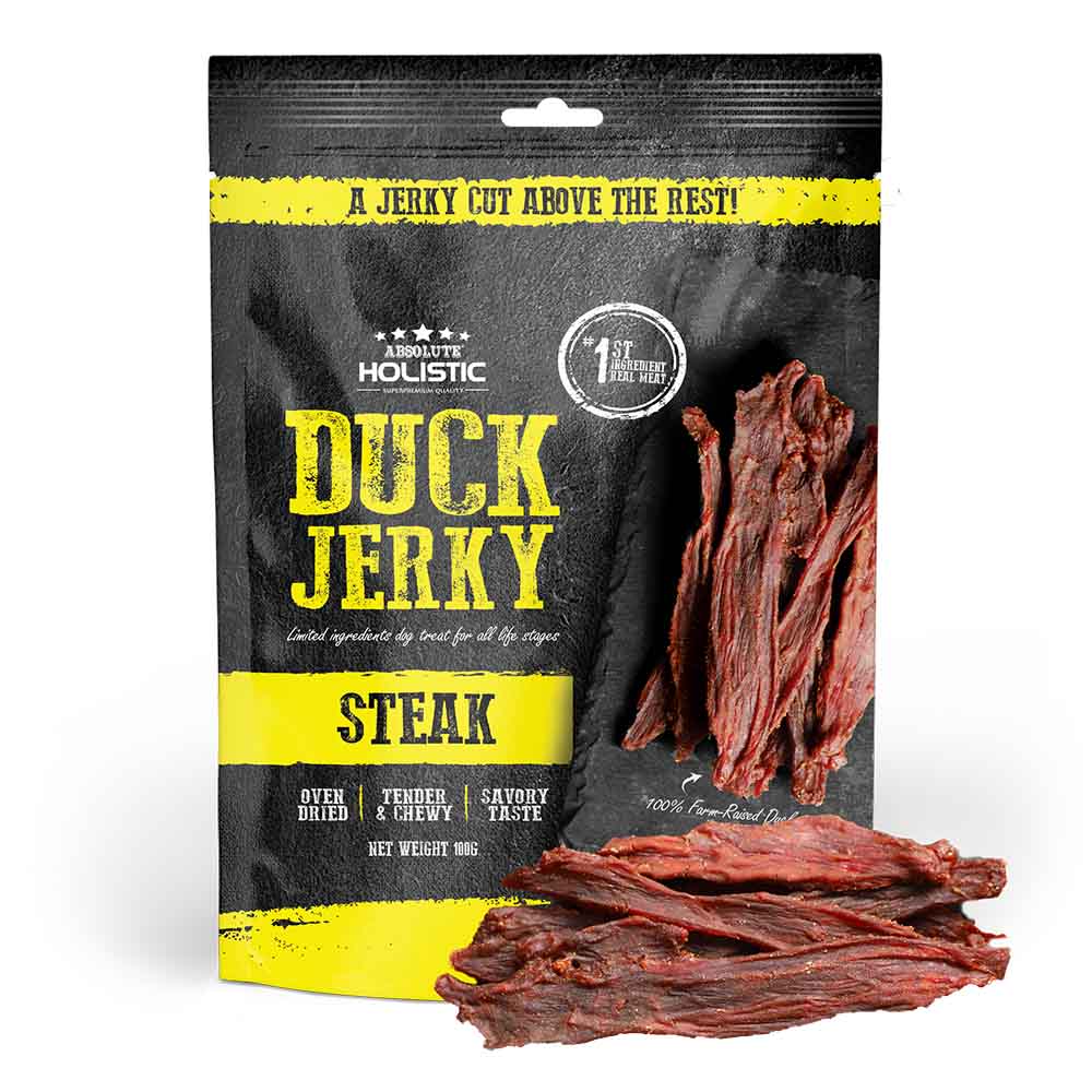 20% OFF: Absolute Holistic Duck Steak Grain Free Dog Treats 100g