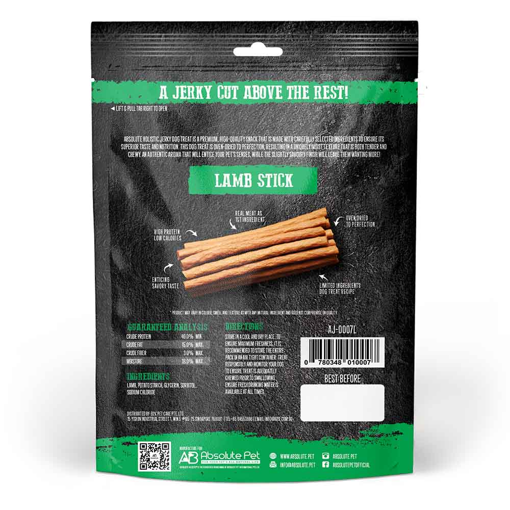 20% OFF: Absolute Holistic Lamb Stick Grain Free Dog Treat 100g