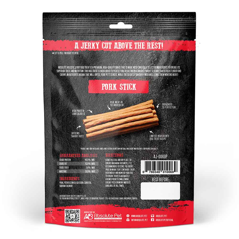 20% OFF: Absolute Holistic Pork Stick Grain Free Dog Treat 100g