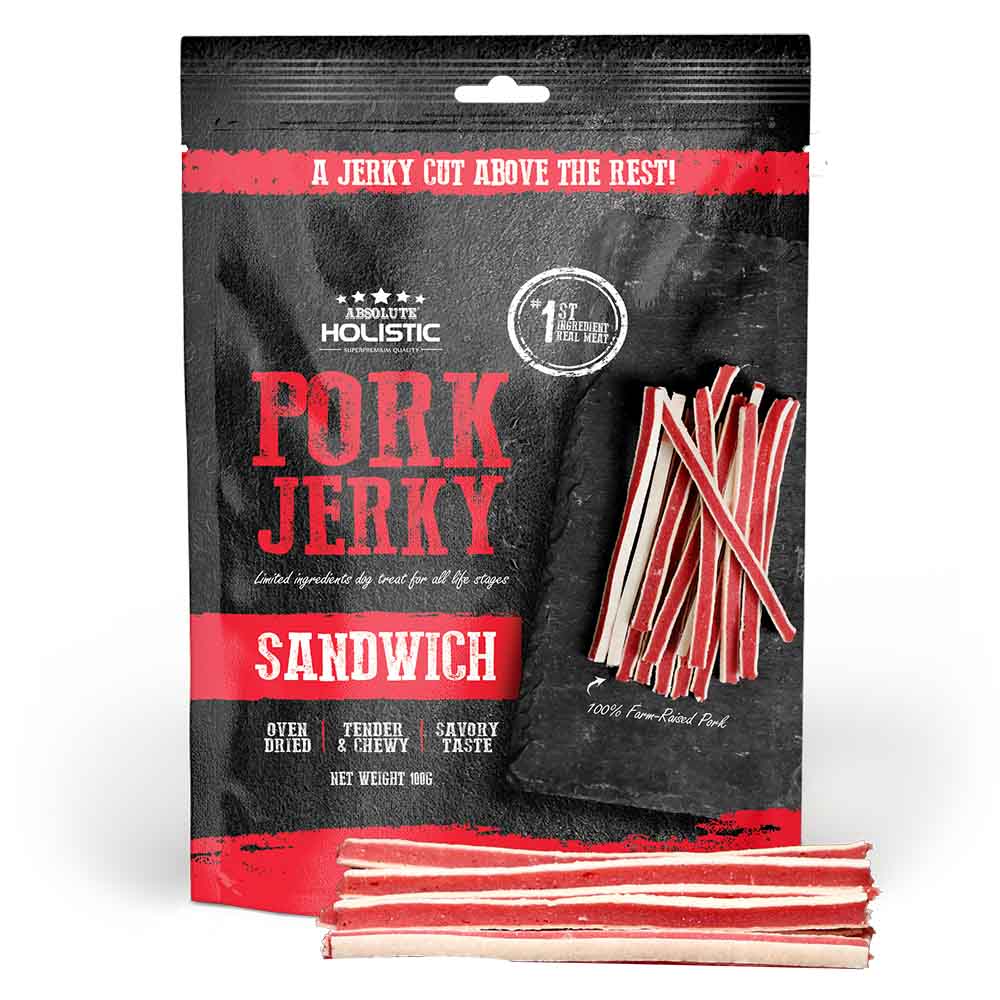 20% OFF: Absolute Holistic Pork & Whitefish Sandwich Grain Free Dog Treat 100g