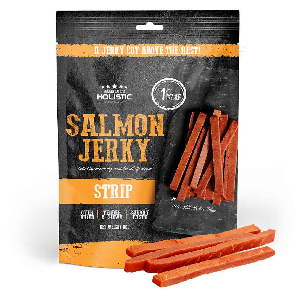 20% OFF: Absolute Holistic Salmon Strip Grain Free Dog Treat 100g