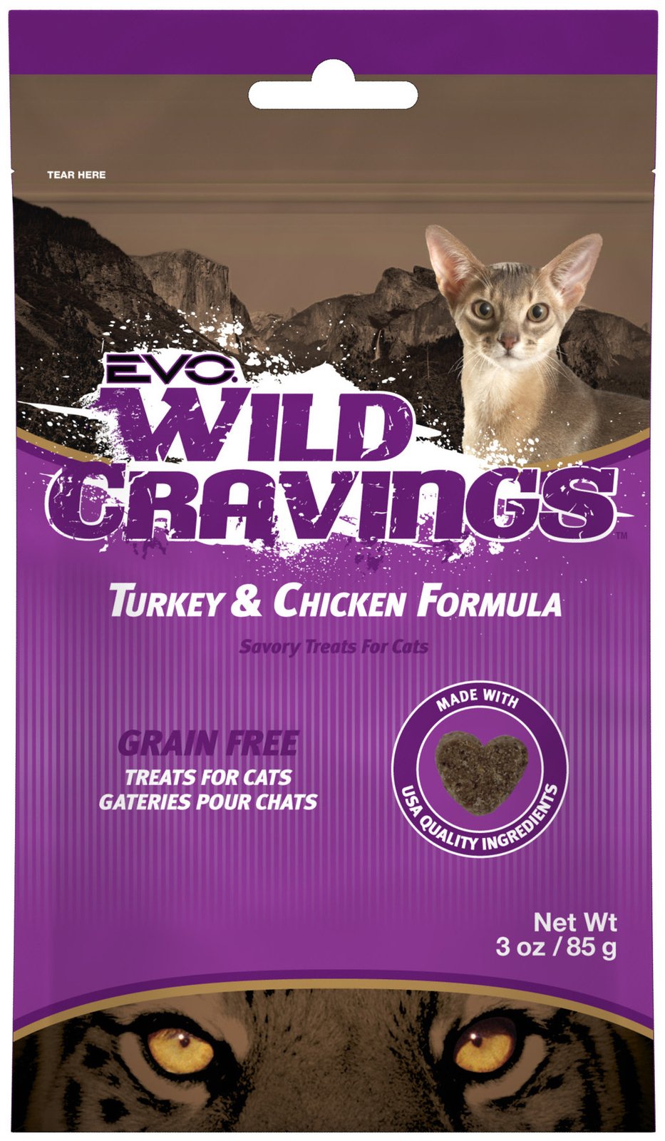 EVO Wild Cravings Grain-Free Turkey & Chicken Formula Cat Treats 3oz