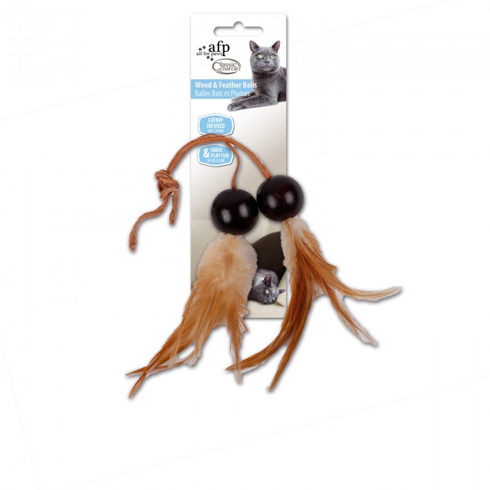 All For Paws Comfort Wood And Feather Balls Cat Toy